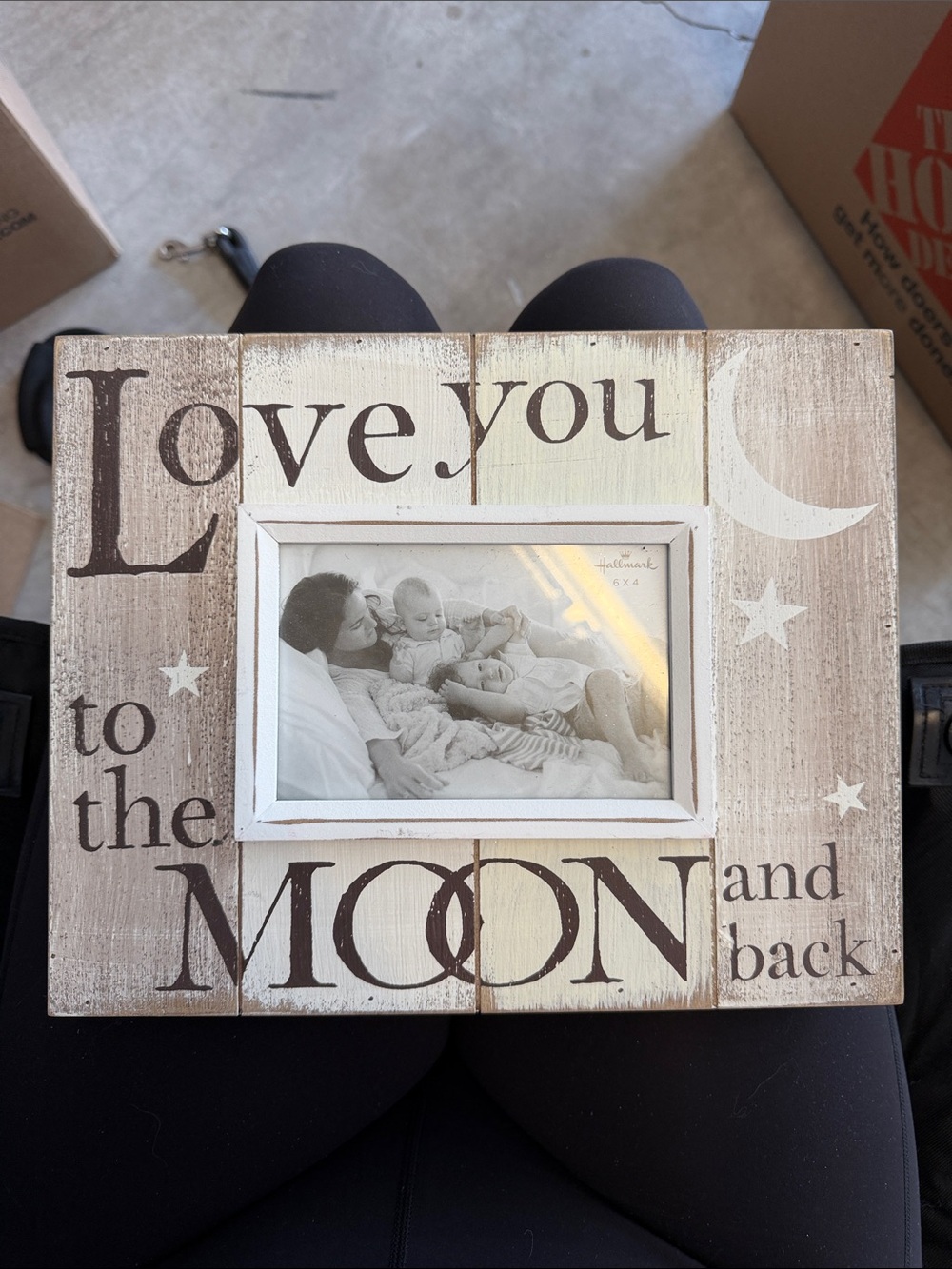 12x9.5” Love You to the Moon and Back Rustic Photo Frame - White and Brown new